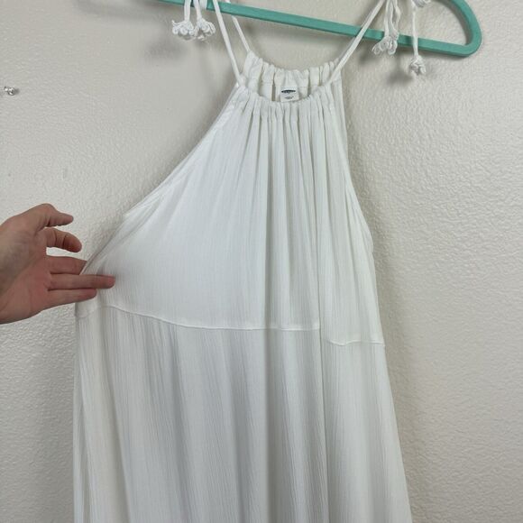 NWT Old Navy Boho Gauzy Crochet Lace Tiered A-Line Halter Midi Dress White Med - Picture 5 of 16